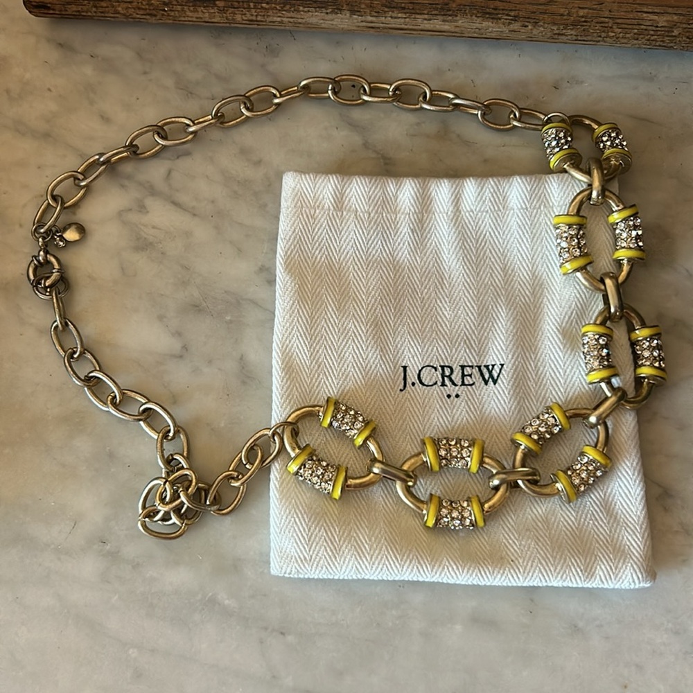 J.Crew Factory Gold and Yellow Link Necklace with Rhinestones - Picture 4 of 4